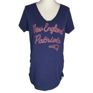 New England Patriots Maternity T-Shirt Blue Rhinestone XL Touch Alyssa Milano